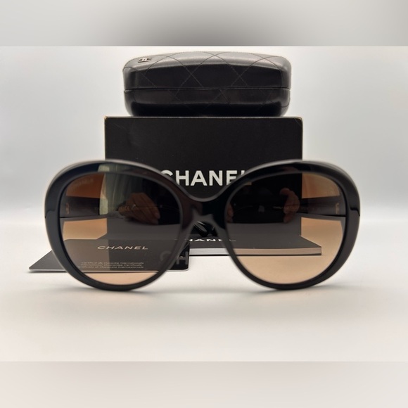 Chanel 5312 943 S5 2 Tone Black White Frame with Brown Lens Full Rim Sunglasses main image 6